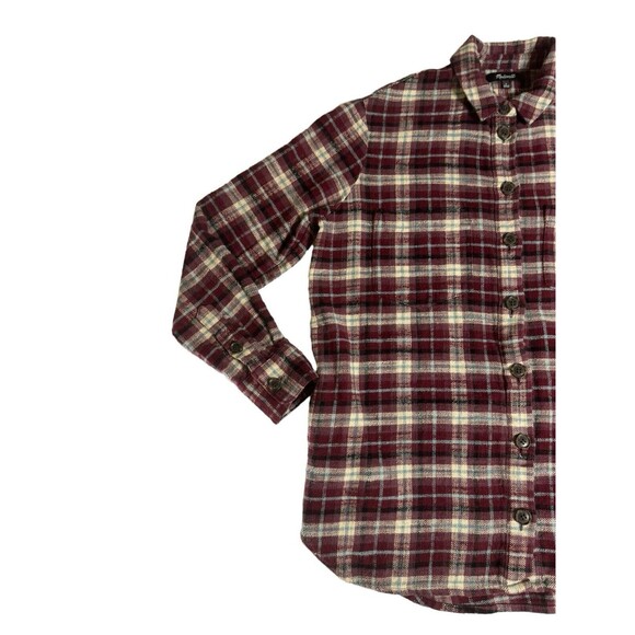 Madewell Flannel in Mahaska Burgundy Plaid Womens Button Up Shirt Pockets Small - Picture 3 of 16